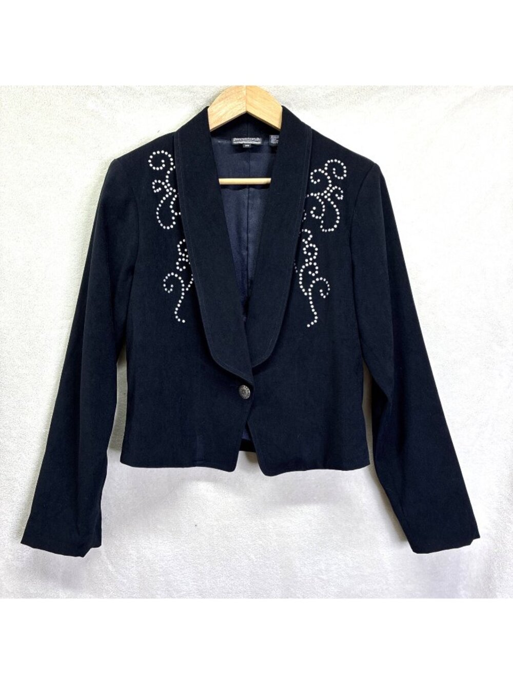 Rough Rider Jacket Western Rodeo Button Lightweight Lined Pewter Spots Sz XS #g